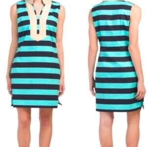 Sail to Sable Aqua and Black Striped Mini Dress